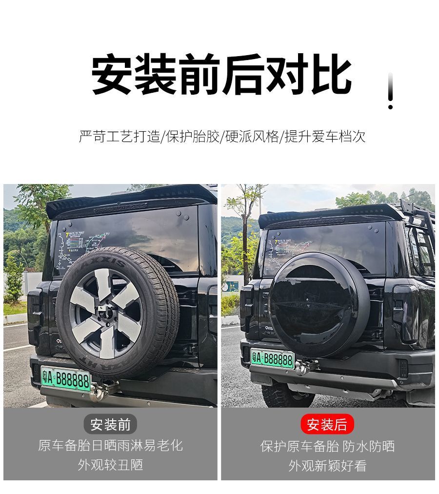 Suitable for 24-26 Models of Bj40, All-In-One Spare Tire Cover, Leather Spare Tire Cover, Appearance Modification 17inch 20inch Extended Range