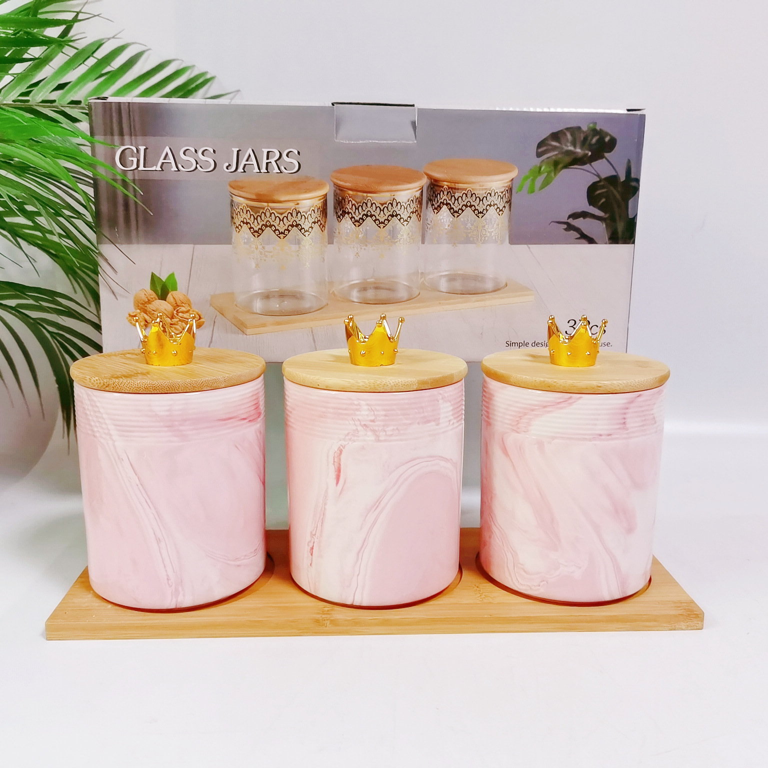 Transfronterizo de Oriente Medio Exportación de cerámica sellada Jar marbling color de almacenamiento de suelo Jar condimento Jar café té Jar