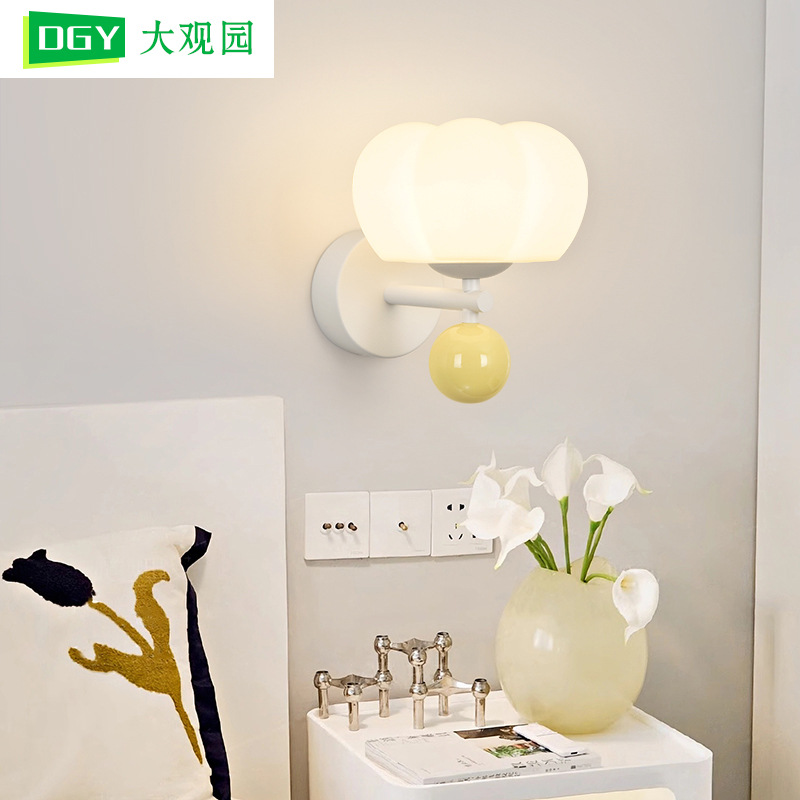 Lámpara de noche para dormitorio Daguanyuan, lámpara de pared de estilo nórdico moderno y minimalista para sala de estar, lámpara de pared de estilo crema para pasillo, L271