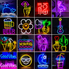 霓虹灯创意挂墙装饰酒吧商店夜灯卧室房间氛围灯浪漫布置12V彩灯