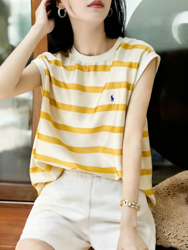 26 Spring/Summer New Heavyweight Stretch Double Silk Embroidered Blouse with Ribbed Collar Versatile Short Sleeve Top 115