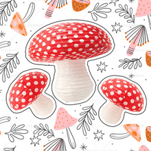 蘑菇纸灯笼幼儿园儿童生日派对装饰用品卡通diy手工中秋新年灯笼