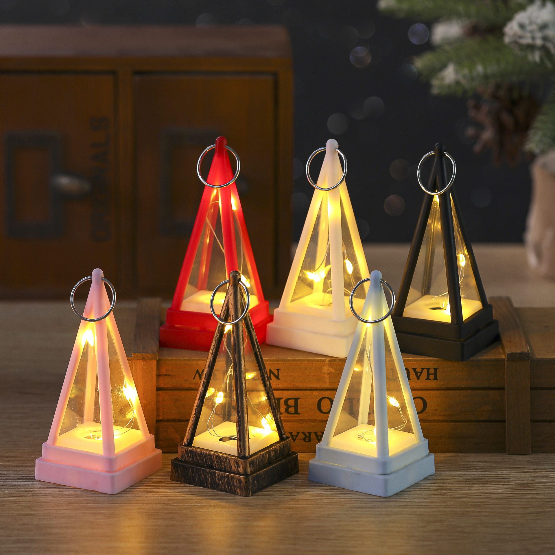 미니 삼각형 라이트 스트링 화이트