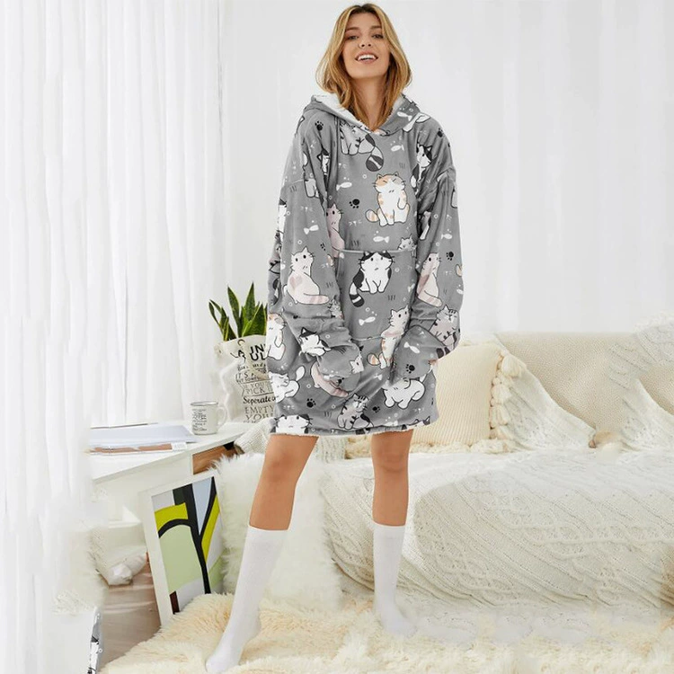 Взрослый европейский и американский стиль серый комикс кот цифровая принт lazy blanket TV телевизор плед повседневный плед