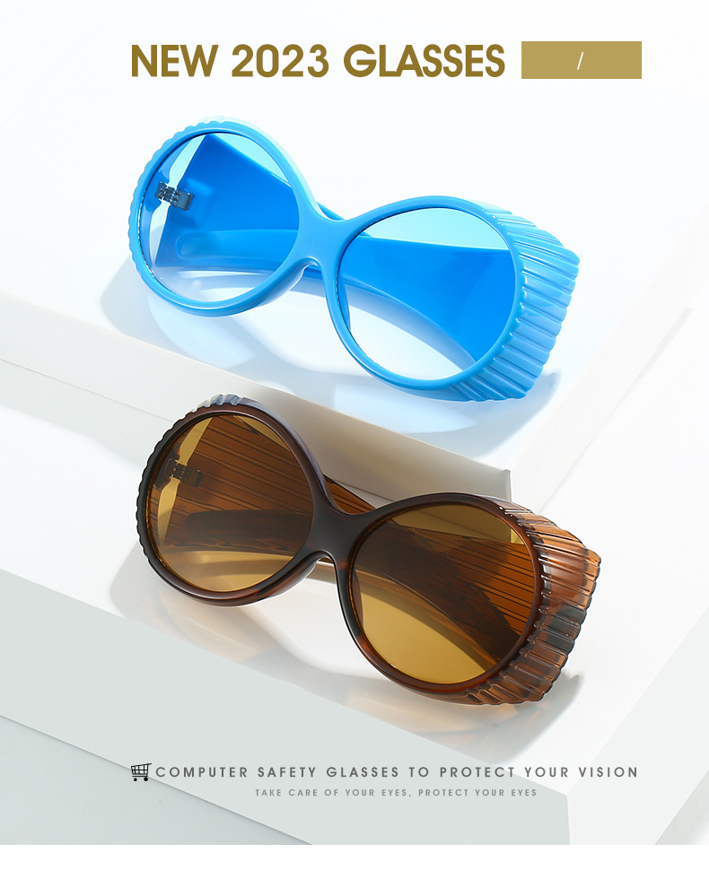 Personalisierte Ovale Sonnenbrille Damen Große Rahmen Sonnenbrille_voghion.com