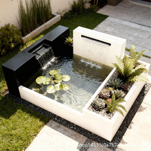 铝合金庭院流水叠水瀑布养鱼种花组合室外景观不锈钢花箱种植槽
