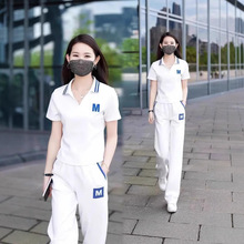 大码时尚翻领休闲运动服套装女夏季2025夏季新款减龄洋气两件套