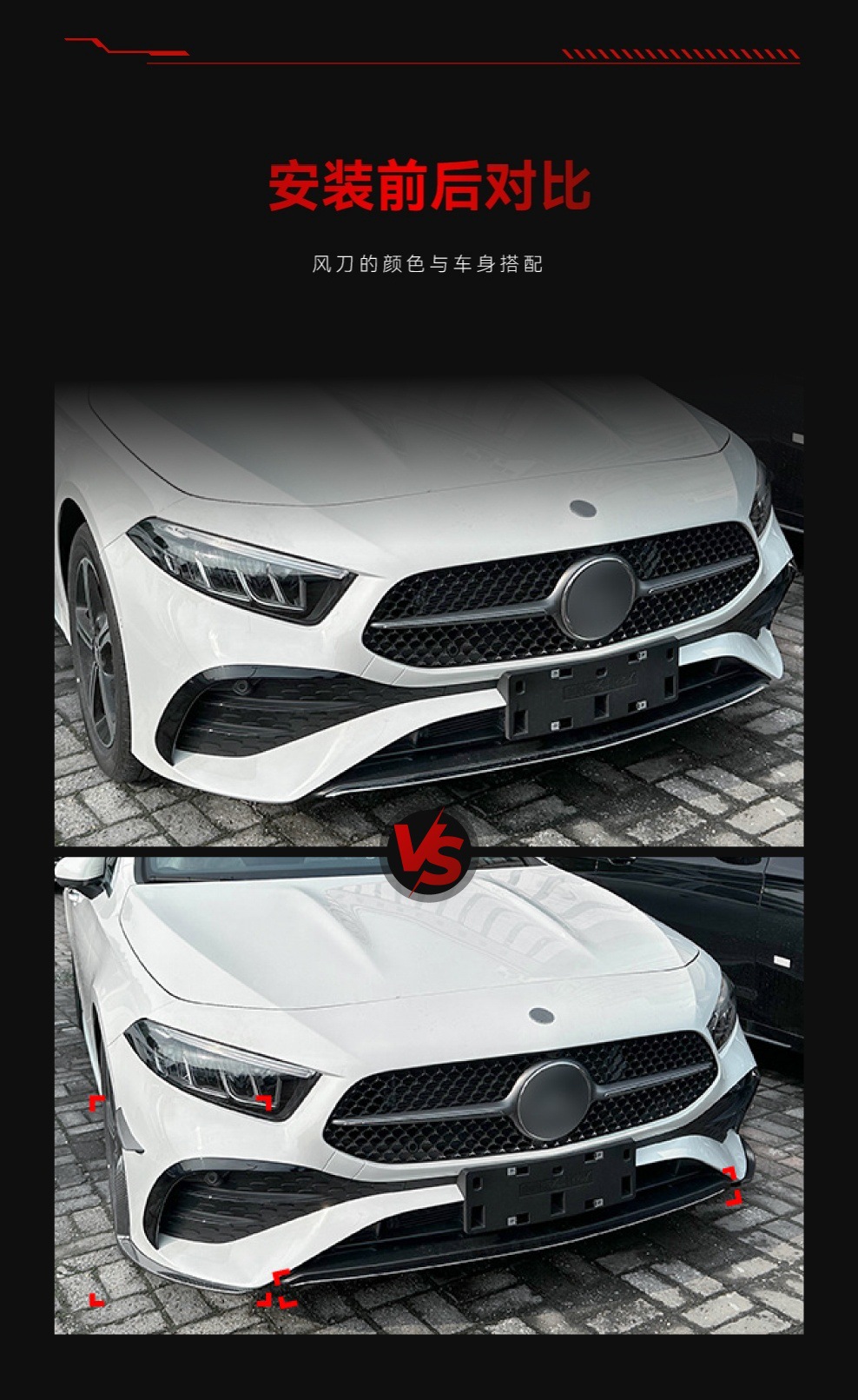 Suitable for 2023+ Mercedes-Benz A-Class W177 A180 A200 A35 Amg Front Splitter Front Lip Front Corner Cross-Border Modification