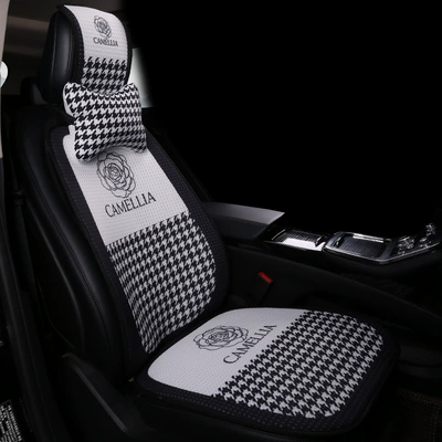 Pad, Non-Slip Breathable Seat Cushion Cover, Seat cushion, seat cover - white-camellia-main-driver-1-seat-cushion-1-back-cushion-1-neck-pillow-honeycomb