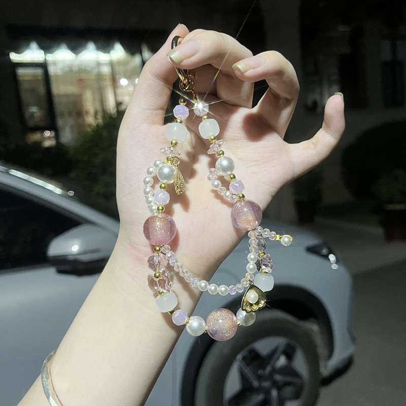 [Designer Model] Xubai DIY Mobile Phone Chain Hanging Wrist Crystal Beads with Gasket Flash Pendant Pendant Ins