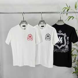 欧货时尚潮牌AM男女款圆领T恤上衣图案印花短袖T恤情侣款跨境平替