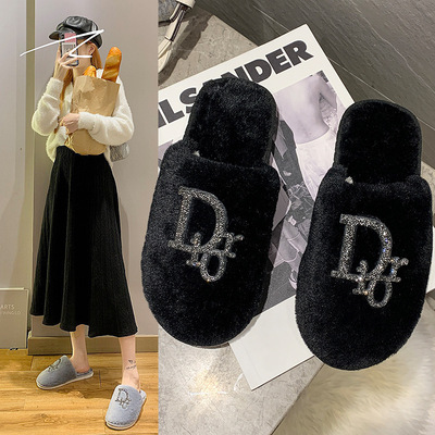 2021 Maomao Cotton slippers Foreign trade Autumn and winter new pattern keep warm slipper Home Light drill slipper fashion Women's Shoes Cross border