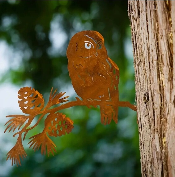 Shein Cross-Border Rusty Eagle Tree Ground Insert Retro Outdoor Courtyard Sculpture Decoration Eagle Silhouette on the Branch
