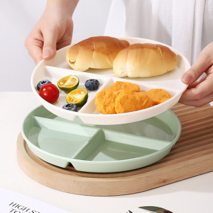 Divided Plate for Adults, 211 Plate, Single-Serving Tableware, Household Breakfast Plate, Wheat Straw, Portion Control Plate for Weight Loss