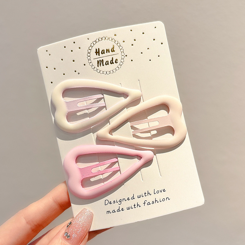 Coreano de color cremoso dulce corazón de la niña BB clips lindos multifacéticos para niños cabello de pelo mar roto clips de cabello tocado clips laterales