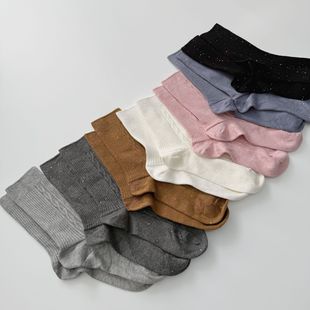 25 Spring and Summer Niche Korean Designer Sequined Mid-Calf Socks Super Soft and Plaid Glitter Twist Gypsophila Socks