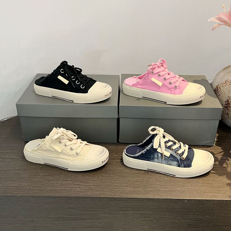 2026 Baotou Summer New Style Casual Distressed Dirty Shoes Low-Heeled Canvas Shoes Round-Toe Lace-Up Breathable Half-Slip Women's Shoes 2026 Baotou Summer New Style Casual Distressed Dirty Shoes Low-Heeled Canvas Shoes Round-Toe Lace-Up Breathable Half-Slip Women's Shoes