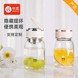 【明霞】高硼硅玻璃杯高颜值女家用迷你水杯子户外便携泡茶杯批发