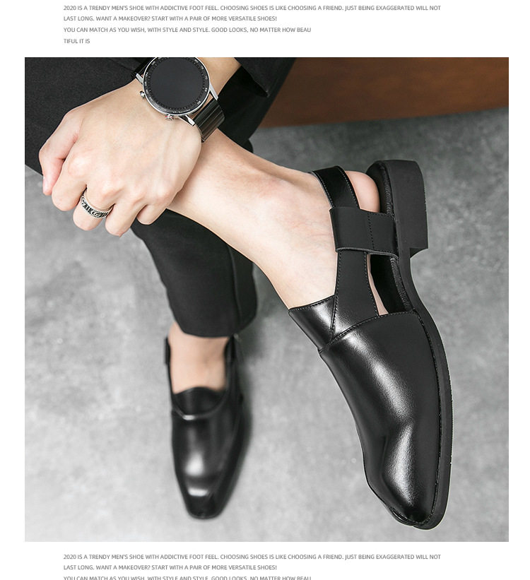 Giày sandal da nam cỡ lớn mũi vuông, quai ngang khóa cài, thoáng khí nhẹ nhàng — 5671 màu nâu, 5671 màu đen chi tiết 16