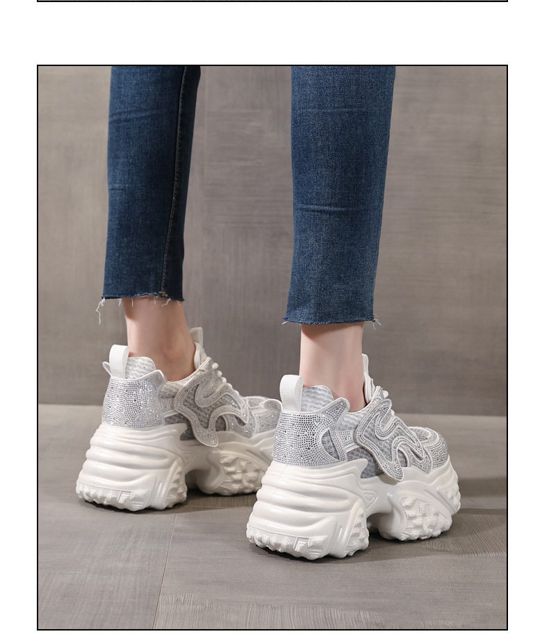 Giày sneaker nữ đế dày chunky lưới thoáng khí tăng chiều cao — màu trắng chi tiết 13