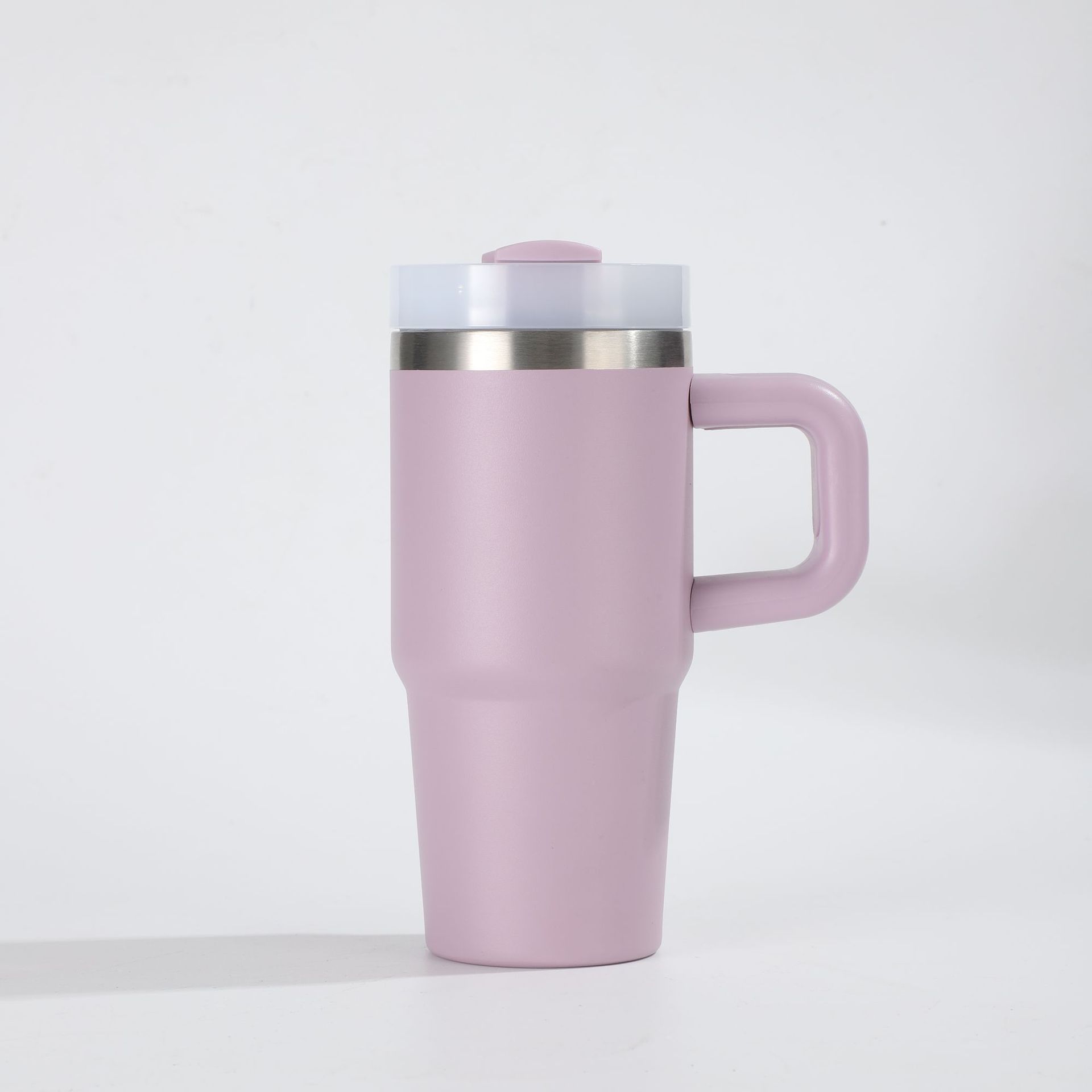 Isolierter Edelstahl Becher Fürs Auto Mit Henkel Und Strohhalm_voghion.com