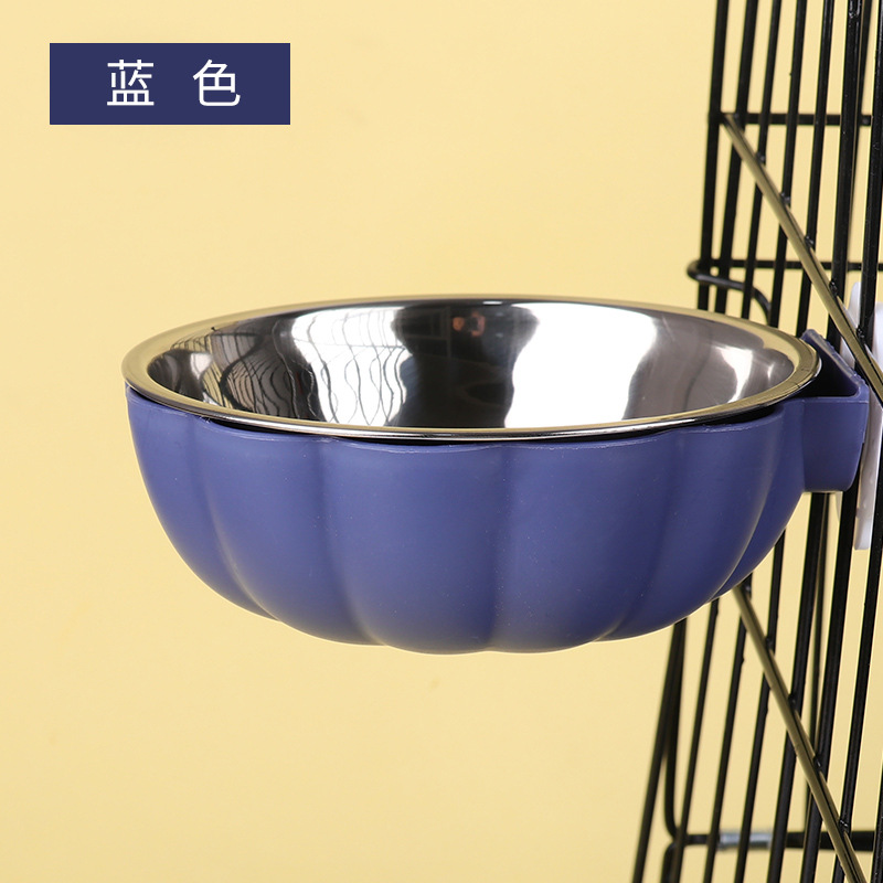 Suministros para mascotas Amazon nuevo colgante gato tazón de acero inoxidable mascota colgante jaula tazón colgante