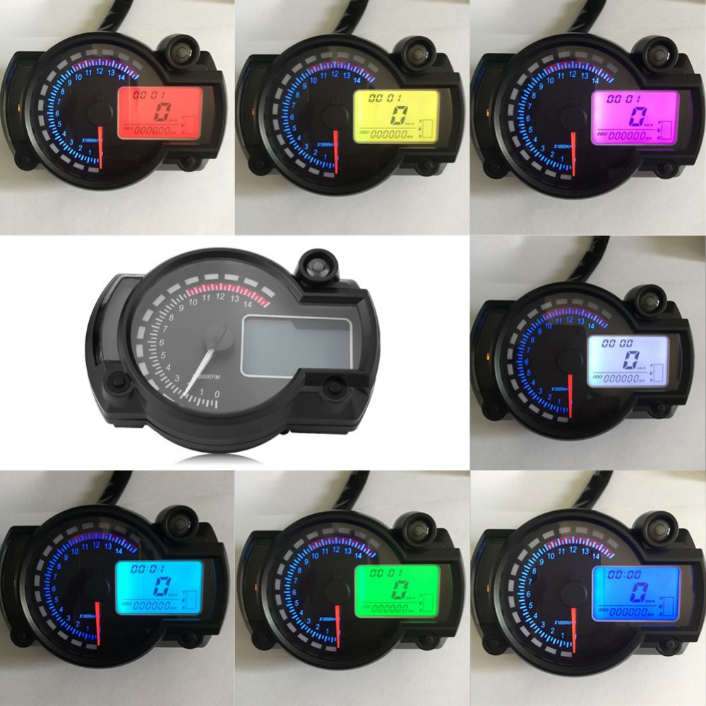 Motorcycle 12V modified LCD digital 7 color adjustable color tachometer code meter assembly digital odometer
