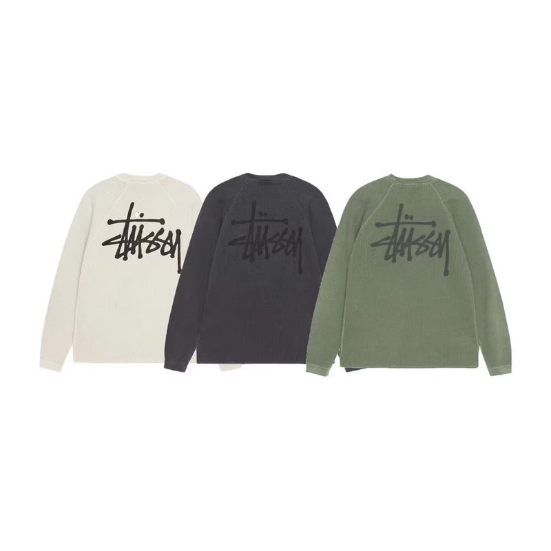 Stu American Style 2025 Autumn Series logo washed raglan sleeve waffle long-sleeve thin cotton T-shirt Stu American Style 2025 Autumn Series logo washed raglan sleeve waffle long-sleeve thin cotton T-shirt