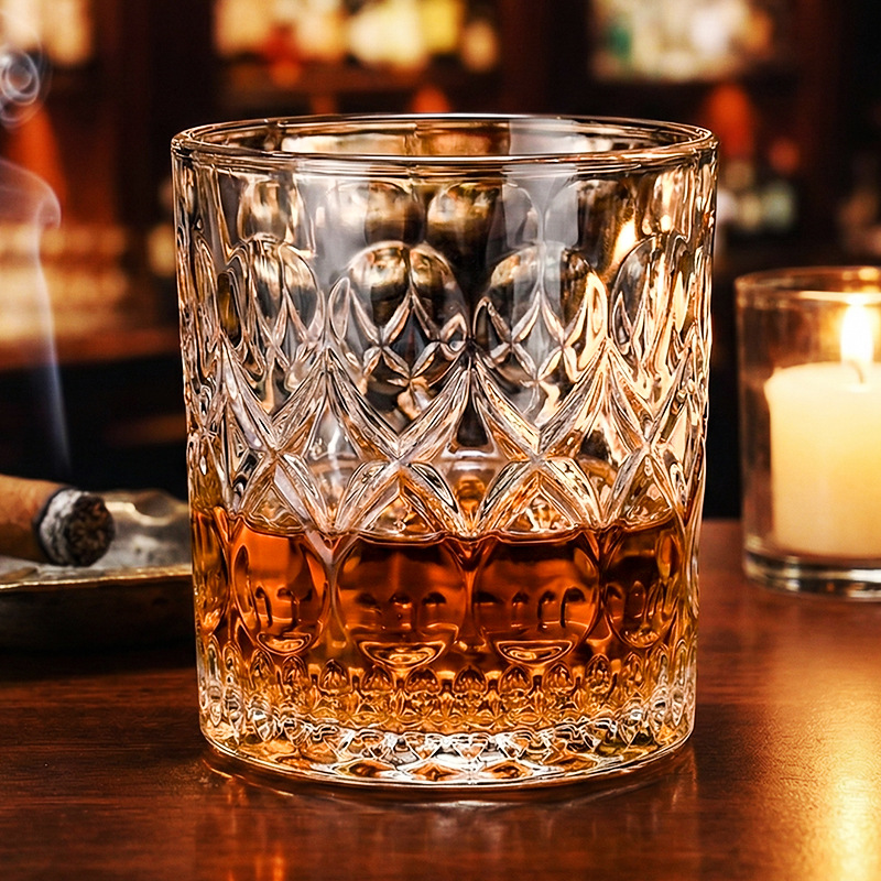 Tazas de whisky en relieve de alto valor facial Copa de vidrio de alta gama Bar KTV Copa de licor clásico