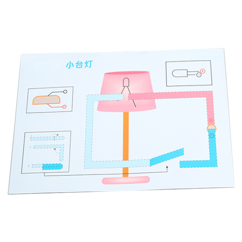 Circuito de papel creativo experimento científico físico infantil Experimento eléctrico circuito de papel de juguete pequeña lámpara de mesa Tecnología pequeña producción