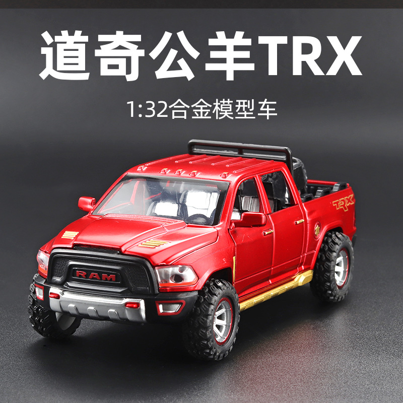 OEM personalizado simulación de aleación Dodge ram trx modelo de camión pickup con neumáticos de repuesto acústicos y ópticos juguetes al por mayor