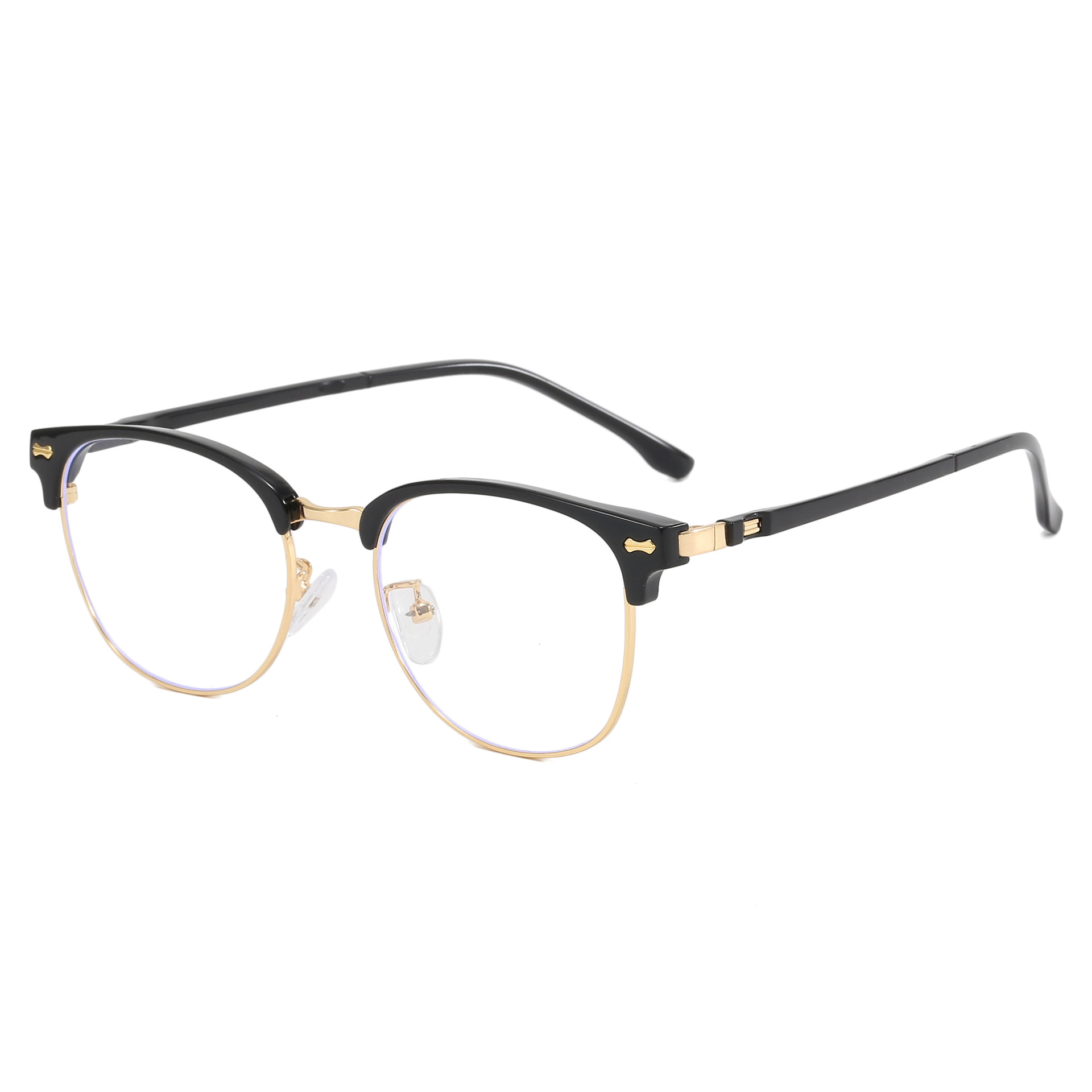 2024 nuevo retro cuadrado metal medio marco negocio anti-azul luz gafas hombres simple ultra-ligero miopía marco gafas