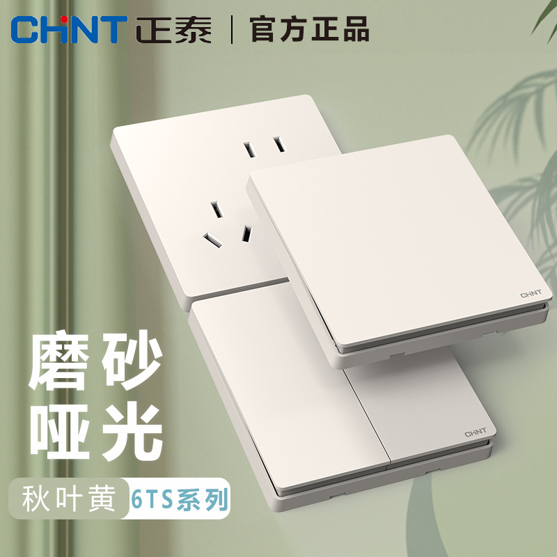 正泰开关插座86型250V墙壁开关面板五孔阻燃家用电源三孔暗装插座