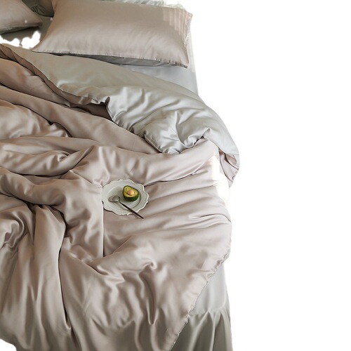 Internet celebrity ins style solid color tencel double color matching four piece set small fresh bed sheets fitted sheet quilt cover dormitory group purchase