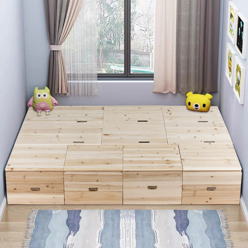 GJU8 tatami wooden box bed storage box bed solid wood storage box free combination bay window cabinet high box bed