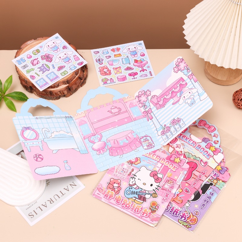 Escenas de pegatinas estáticas creativas sin recortar niñas Capibara niños juguetes DIY libros tranquilos image 4