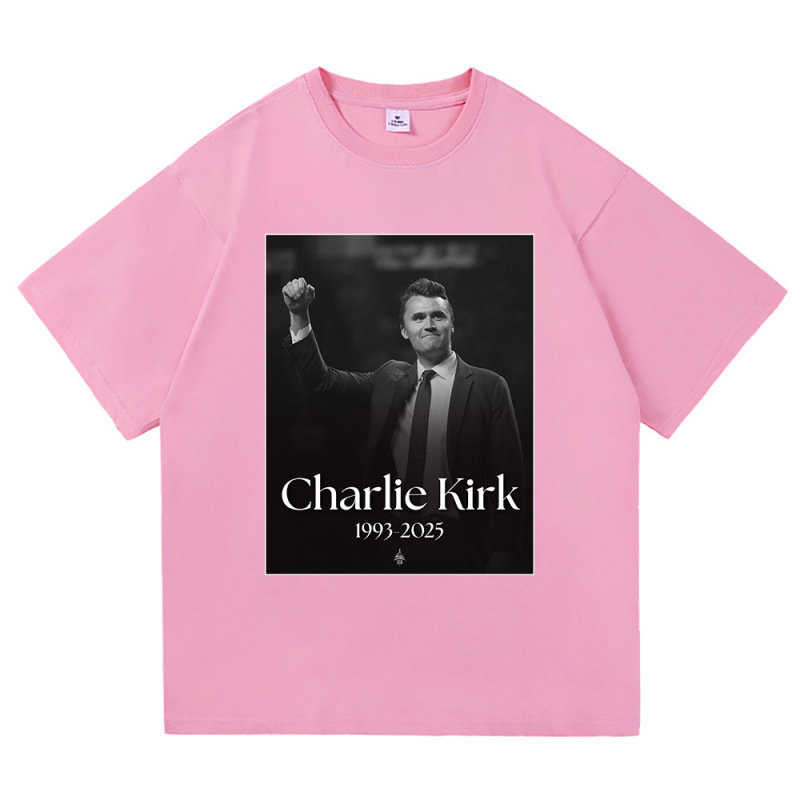 2025外贸新款Charlie Kirk自由T恤时尚男/女原宿美学字母印花T恤|undefined