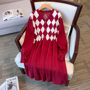Plus size/350kg dress women's chest circumference 150/160 loose long v-neck sweater 300kg 8136