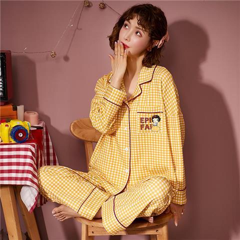 2023 nuevo pijamas mujeres primavera y otoño manga larga 100% algodón ins estilo hogar servicio más traje