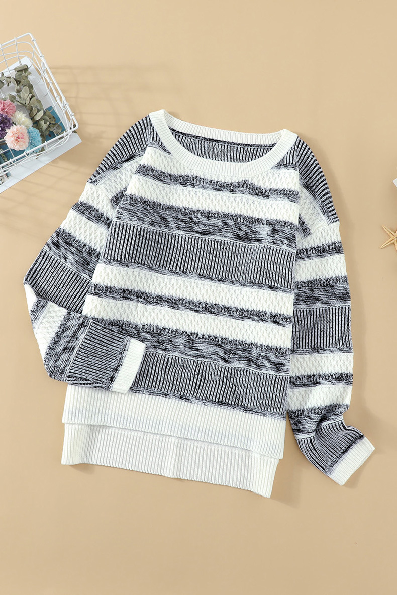 long-sleeved striped loose pullover sweater nihaostyles wholesale clothing NSQSY87144