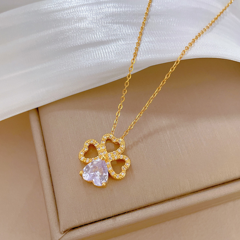 Gorgeous Diamond Collarbone Chain Necklace For Women Titanium_voghion.com