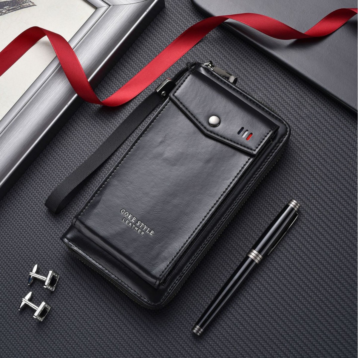 New Men's Wallet Long Large Capacity Zipper Bag Certificate Bag Multifunctional Coin Wallet Mobile Phone Wallet