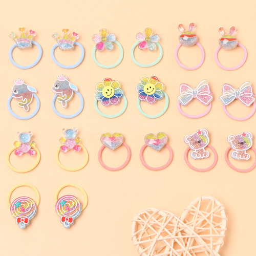 Cute Crown Flower Hair Tie for Kids, Non-Damaging, Cartoon Baby Girls Hairband, Loving Butterfly Knot Hair Accessory