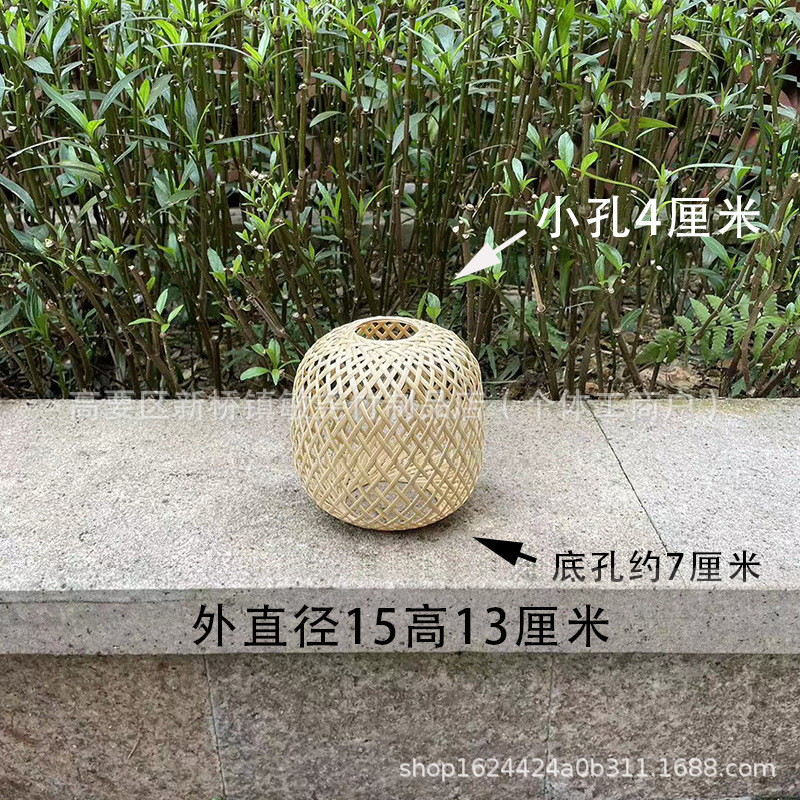 Buca linterna de bambú hecha a mano pura lámpara candelabro en el hogar decoración de ocio Zen retro con soporte de lámpara