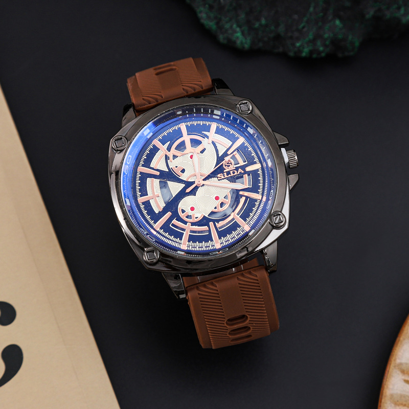 Cross-Border Wholesale Men's Watches Popular Fashion Casual Silicone Band Quartz Watch Men's Hollow Literal Personalized Watch