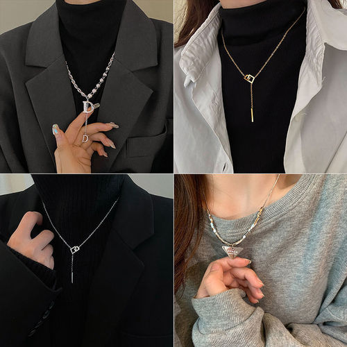 Simple design sweater necklace for women with high-end long necklace niche temperament double-layer sweater chain jewelry