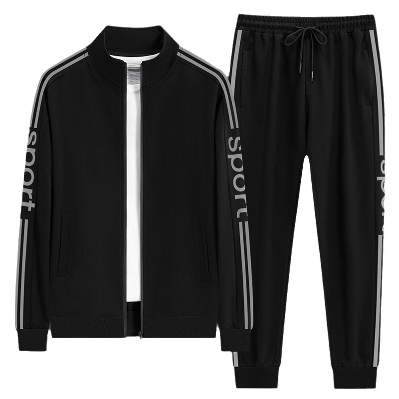 M - 8XL traje deportivo masculino primavera y otoño jersey de cuello vertical correr ocio conjunto de dos piezas suelto tendencia grande chaqueta