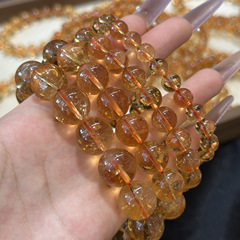巧恩珠宝天然巴西暴力黄水晶冰裂手串手链散珠厂家直销批发高冰透