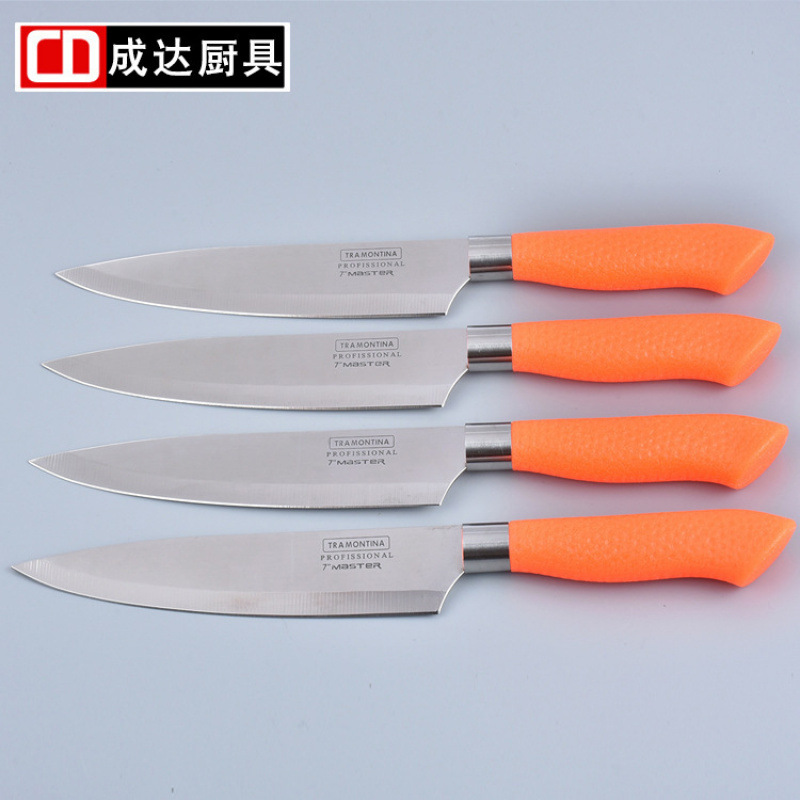 Fábrica personalizada doce cuchillos de cuchillo de cocina cuchillo de frutas de acero inoxidable mango de plástico multicolor