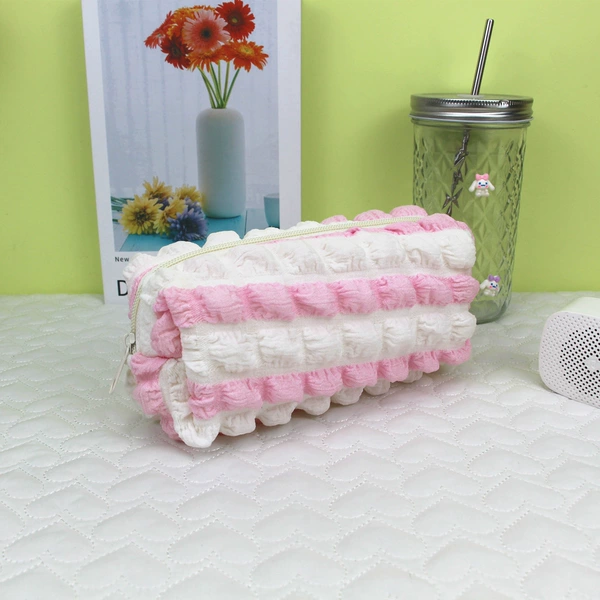Spliced puff pink white